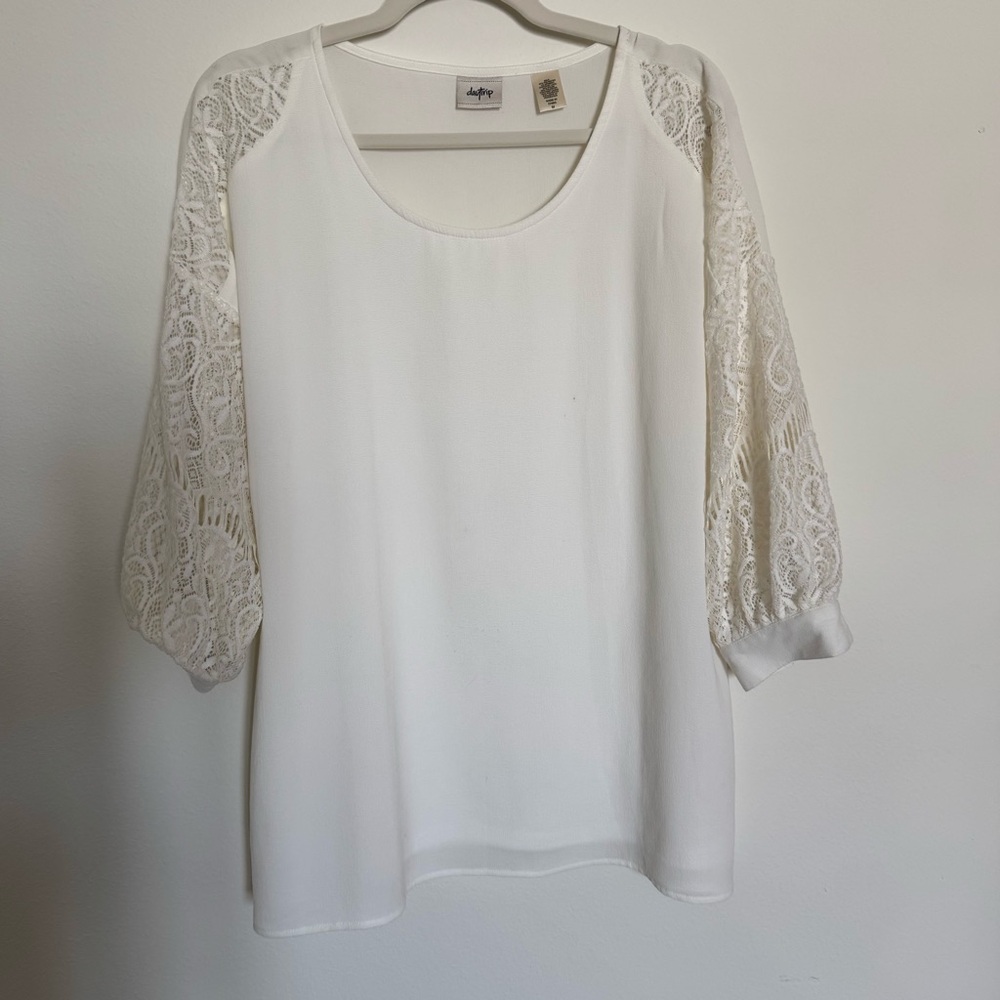 Daytrip Cream Lace Sleeve Blouse